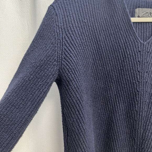 Anthropologie Women’s Blue Chunky Rib Knit Y2K Hooded Sweater Slouchy Grunge - Picture 5 of 8